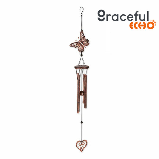 Graceful Echo - Butterfly and Heart Wind Chimes