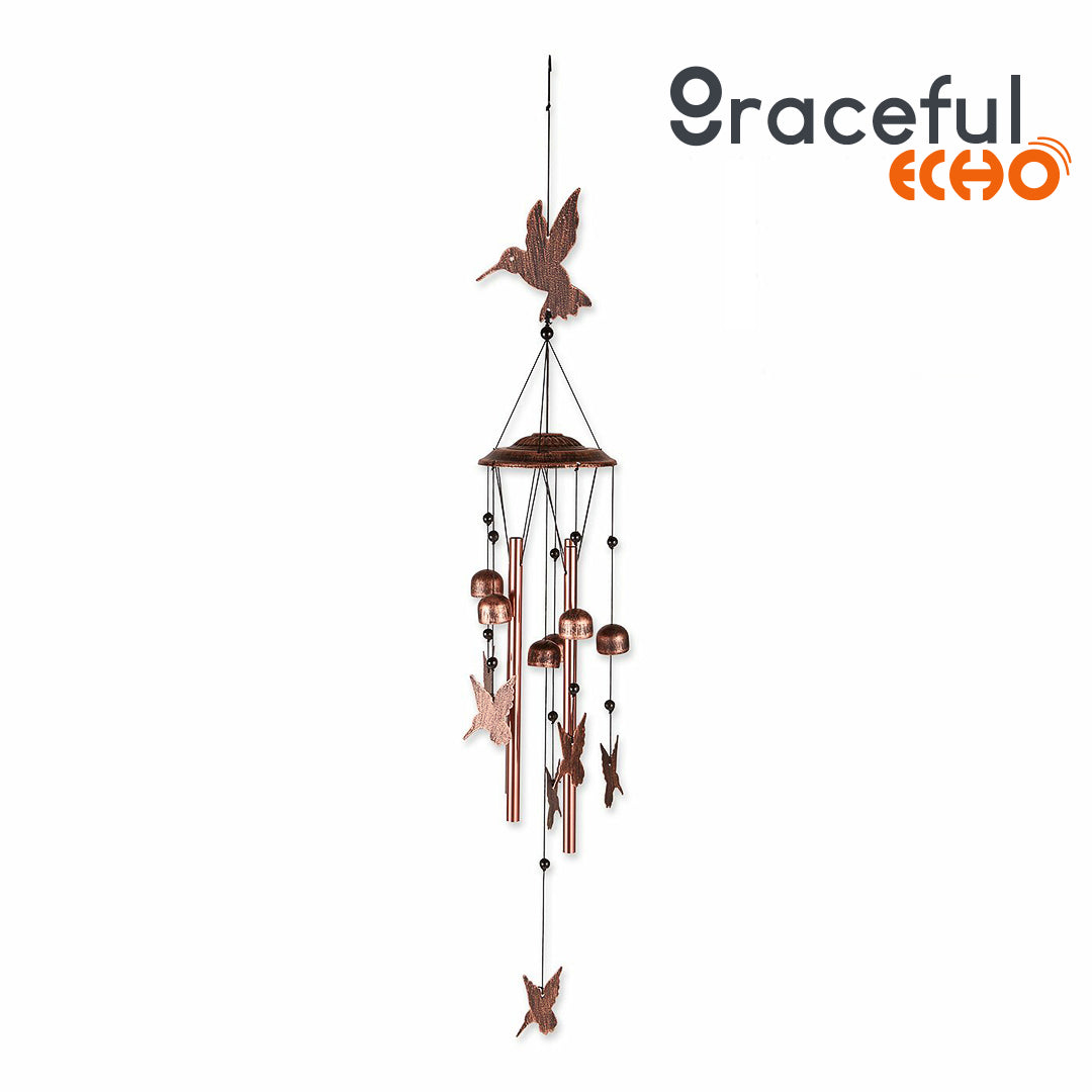 Graceful Echo - Fluttering Hummingbirds Metal Wind Chimes