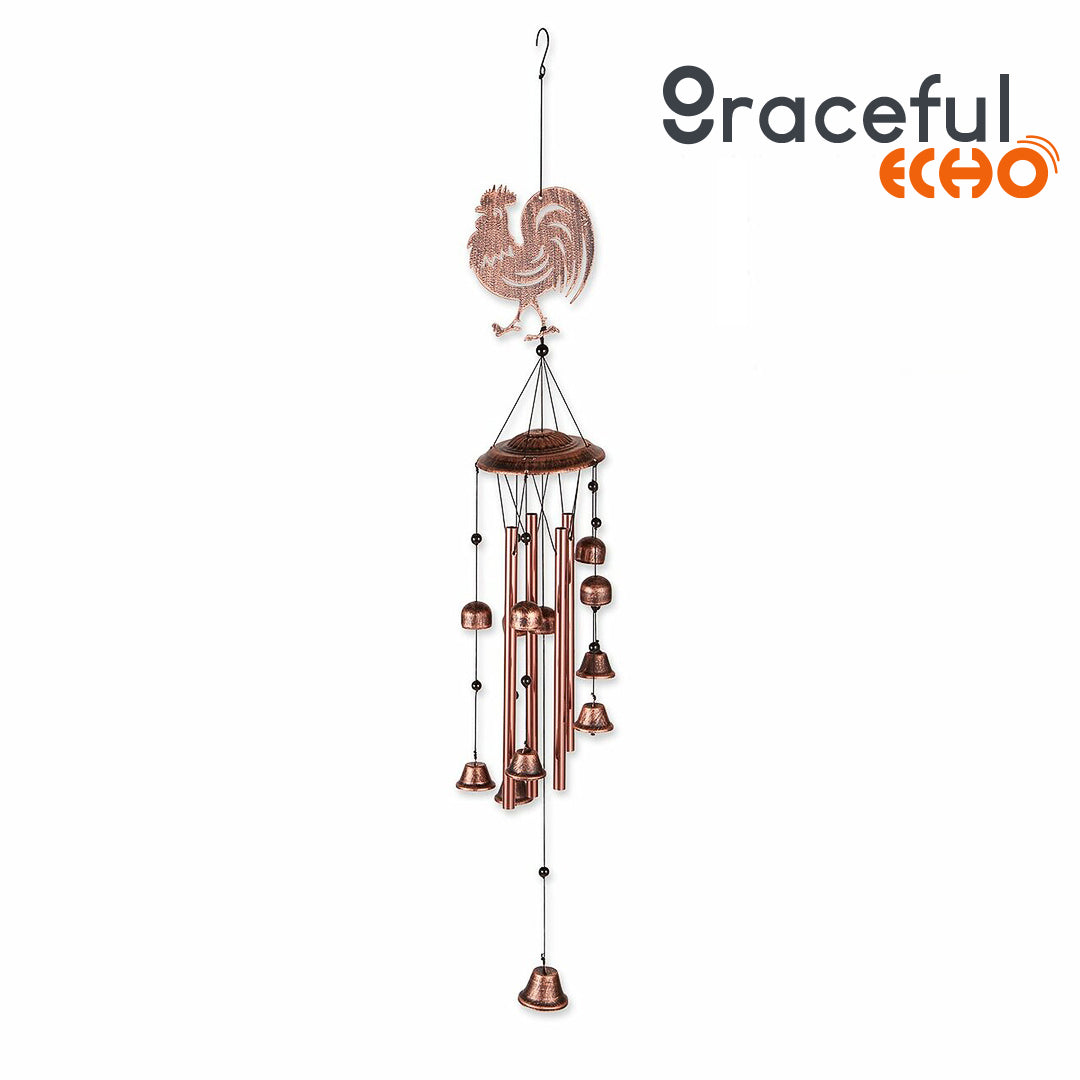 Graceful Echo - Metal Rooster Wind Chimes with Bells